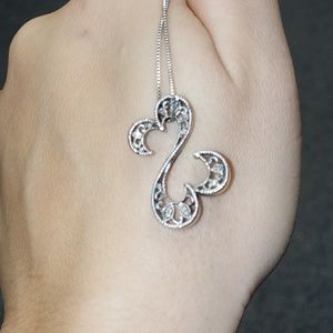 Art Deco Open Heart Diamond Necklace